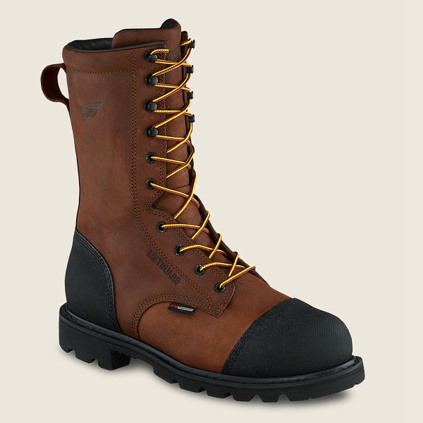 Mens Red Wing Truwelt - 10-inch Waterproof Toe Metguard - Safety Boots Brown/Black - LYS841590